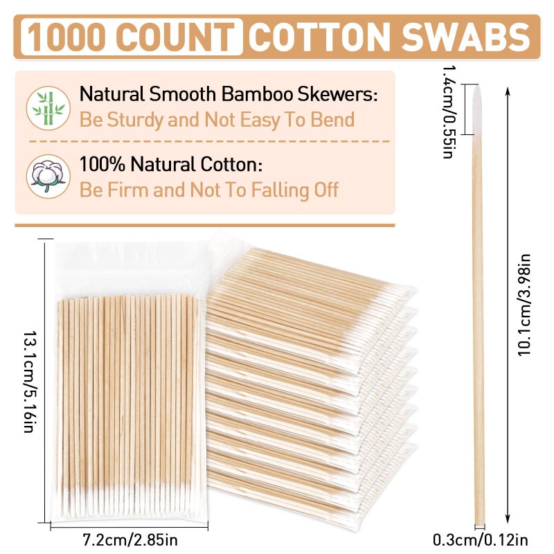 Fenshine 1000 Count Microblading Cotton Swab, Cotton Swabs Pointed Tip, Cotton Swabs Wood Sticks, Cotton Tipped Applicator, Tattoo Permanent Supplies (1000pcs) - Image 3